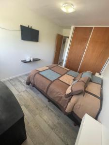 a bedroom with a large bed in a room at HERMOSO DEPARTAMENTO AMUEBLADO EN EL CENTRO DE LP in La Plata