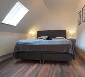 une chambre avec un lit et une lucarne dans l'établissement Ferienwohnung am Okertal, à Goslar