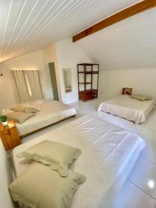 1 dormitorio con 2 camas en Chalé Oxente em Corumbau-BA en Corumbau