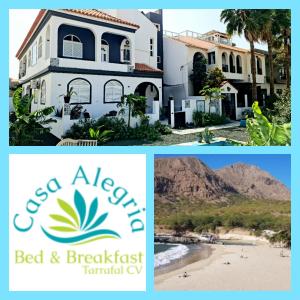 a collage of pictures of a house and a beach at Deluxe B&B "Casa Alegria", Tarrafal in Tarrafal