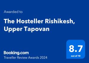 Certifikat, nagrada, znak ali drug dokument, ki je prikazan v nastanitvi The Hosteller Rishikesh, Upper Tapovan