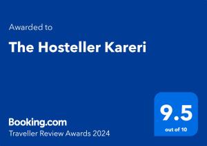 Chứng chỉ, giải thưởng, bảng hiệu hoặc các tài liệu khác trưng bày tại The Hosteller Kareri