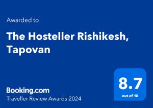 Certifikat, nagrada, logo ili neki drugi dokument izložen u objektu The Hosteller Rishikesh, Tapovan