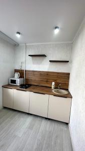 1 ком квартира ТД Астанаにあるキッチンまたは簡易キッチン