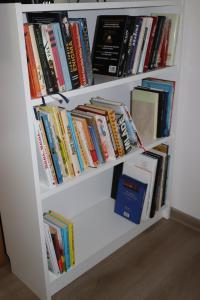 a book shelf filled with lots of books at Dřevěnice v Brodské in Nový Hrozenkov