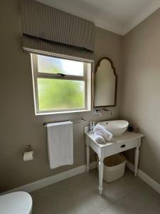 a bathroom with a sink and a window at Mountain View 1-Bedroom Villa in Franschhoek in Franschhoek