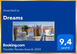 Certifikát, hodnocení, plakát nebo jiný dokument vystavený v ubytování Dreams
