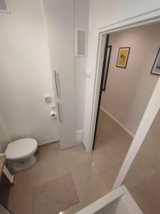 bagno bianco con servizi igienici e doccia di Alicante Apartament - 48m² ✓ a Rybnik