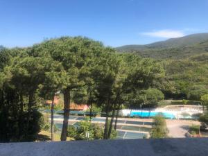 a view from the balcony of a resort with trees at Residence Napoleon Isola D'Elba in Procchio