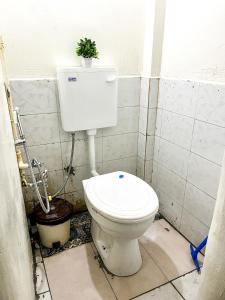 ein Badezimmer mit WC und einer Pflanze darüber in der Unterkunft Bliss Studio’s - Entire 1 BHK Apartment in Nagpur