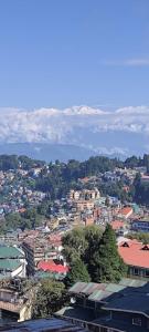 uitzicht op een stad met bomen en gebouwen bij Hotel Aliment Darjeeling in Darjeeling