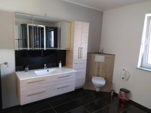 bagno con lavandino e servizi igienici di Loft apartment a Malterdingen