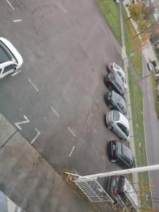 an aerial view of a parking lot with parked cars at TWS Pension an der B1 in Magdeburg