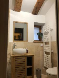 a bathroom with a sink and a toilet at Séjour détente centre historique de MACON avec spa in Mâcon