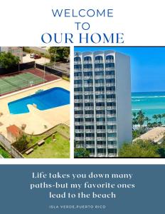 a collage of a picture of a beach and a building at Seaside Serenity in San Juan