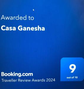 een screenshot van een mobiele telefoon met de tekst toegekend aan casa gamedica bij Casa Ganesha in Comares