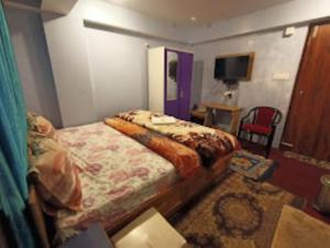 - une chambre avec un lit et une télévision dans l'établissement Shiv Inn Stay Darjeeling, à Darjeeling