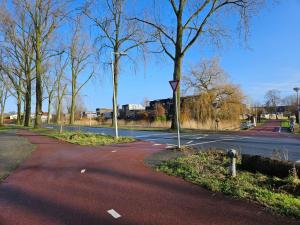 une rue vide avec une voie à bouches d'incendie dans l'établissement Greenstay, à Amsterdam