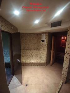 a bathroom with a shower in a room at Aparthotel Winslow Highland in Bansko