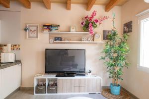 ein Wohnzimmer mit einem TV und einer Anlage in der Unterkunft Casa Ca Na Xisca in Porreres
