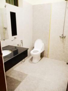 木爾坦的住宿－Hotel PAK Continental Multan，一间带卫生间和水槽的浴室
