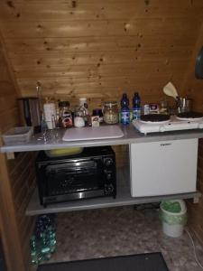 Kuchyň nebo kuchyňský kout v ubytování Saunahotel mit Badezimmer