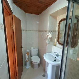 a bathroom with a toilet and a sink at Quinta das Amendoeiras in Meda +45 photos