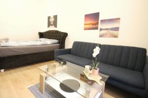 a living room with two couches and a coffee table at Comfort Apartment HG in Vienna