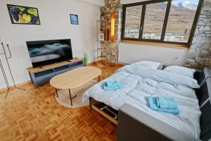 Μια τηλεόραση ή/και κέντρο ψυχαγωγίας στο Appartement au coeur du vignoble