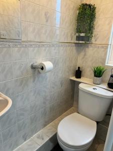 een badkamer met een toilet en een wastafel bij Howard’s House, Home from Home in Thornaby on Tees