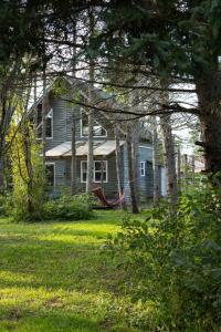 a house with a hammock in front of it at Avonlea Forest Hill Cottages in New Glasgow