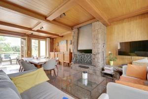 uma sala de estar com um sofá e uma lareira em Villa des Oliviers em Fontenay-sous-Bois