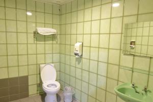 a bathroom with a toilet and a sink at Baoshan Hotel in Zhongli