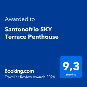 Santonofrio SKY Terrace Penthouse tanúsítványa, márkajelzése vagy díja