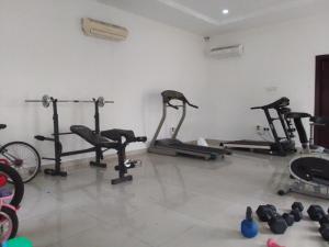 a gym with several exercise bikes and tread machines at St Theresa apartment Lodge in Lagos