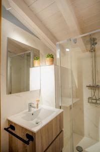 een badkamer met een wastafel en een douche bij Apartamentos Alto Ubiro in Liérganes
