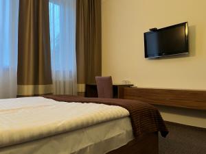 Televízia a/alebo spoločenská miestnosť v ubytovaní Hotel Sofiivka