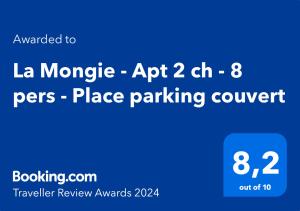 Certifikát, ocenenie alebo iný dokument vystavený v ubytovaní BLocation - La Mongie - Apt 2 ch - 8 pers - Place parking couvert - Ménage en suppl