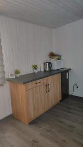 - une cuisine avec un comptoir orné de plantes dans l'établissement Gravas mala, à Sigulda