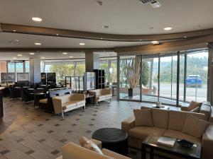 a living room with couches and tables and a waiting room at Euro Hotel in Imola