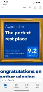 Sertifikat, nagrada, logo ili drugi dokument prikazan u objektu The perfect rest place
