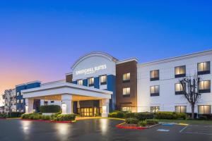 a rendering of the front of a hotel at SpringHill Suites by Marriott Modesto in Modesto