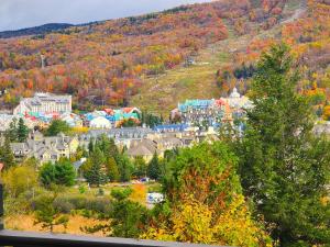 una ciudad en una colina con follaje de otoño en Tremblant Prestige - Les Eaux 215-8, en Mont-Tremblant