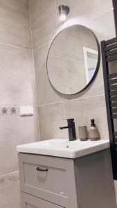 a bathroom with a sink and a mirror at Veselé Apartmány Lipno in Lipno nad Vltavou