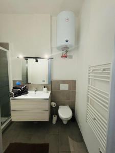 een badkamer met een witte wastafel en een toilet bij NUOVO Appartamento Pitti Firenze Careggi in Florence