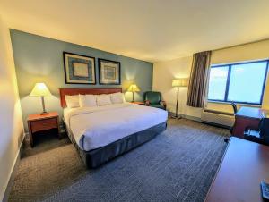 a hotel room with a bed and a window at La Quinta Inn by Wyndham Chicago Willowbrook in Willowbrook