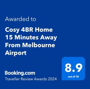 una captura de pantalla de un teléfono con el texto actualizado a casa de cosx hr en Cosy 4BR Home 15 Minutes Away From Melbourne Airport, en St Albans