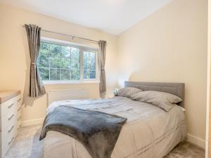 a bedroom with a bed and a window at Lazy Acre in Holbeach