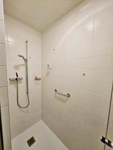 bagno con doccia e servizi igienici. di Verbier Appartement Andrea a Verbier