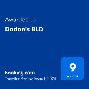 Certifikát, ocenenie alebo iný dokument vystavený v ubytovaní Dodonis BLD